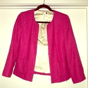 Pink J Crew tweed jacket